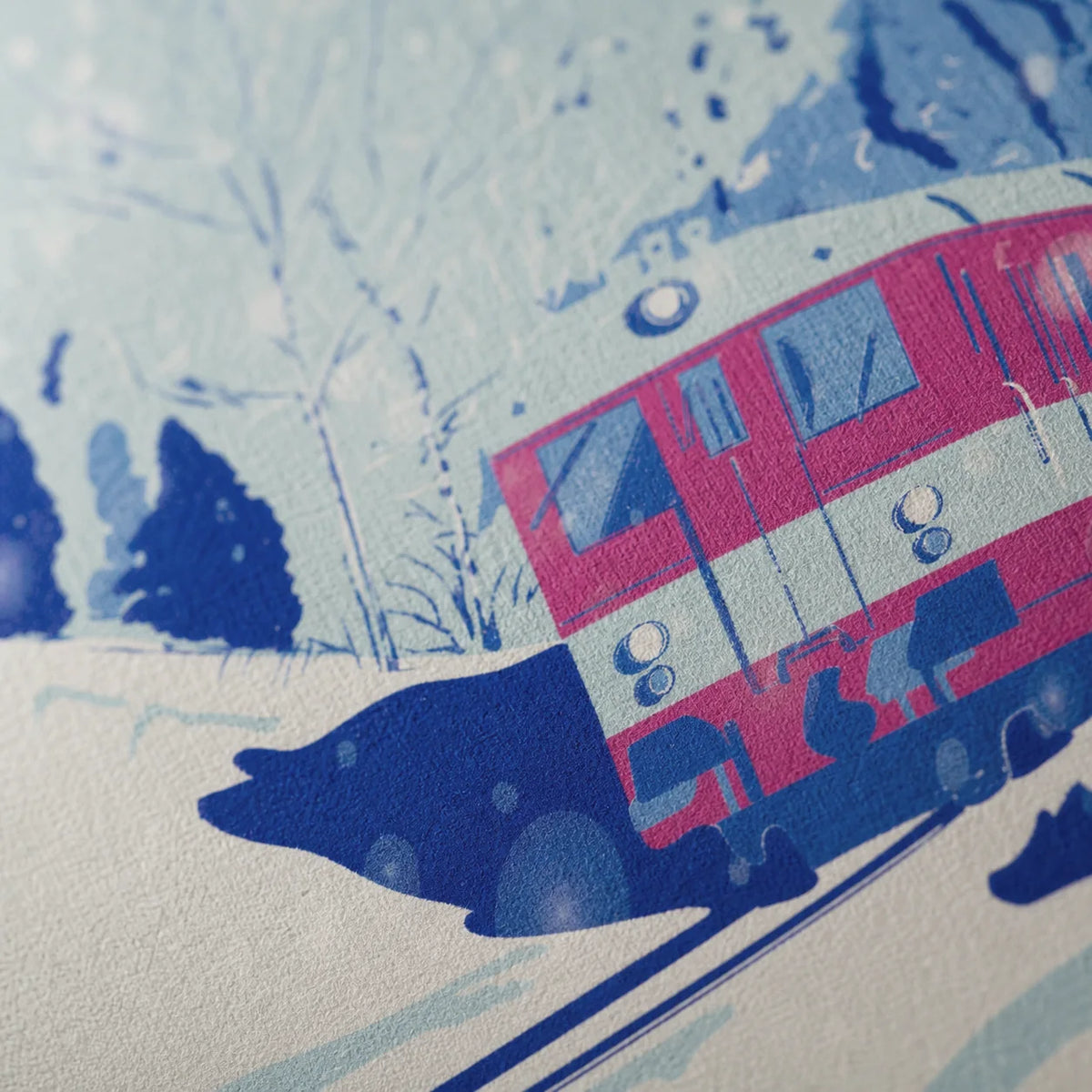 Na Moldavu – autorský tisk, vlak v horách | A4, A3, A6